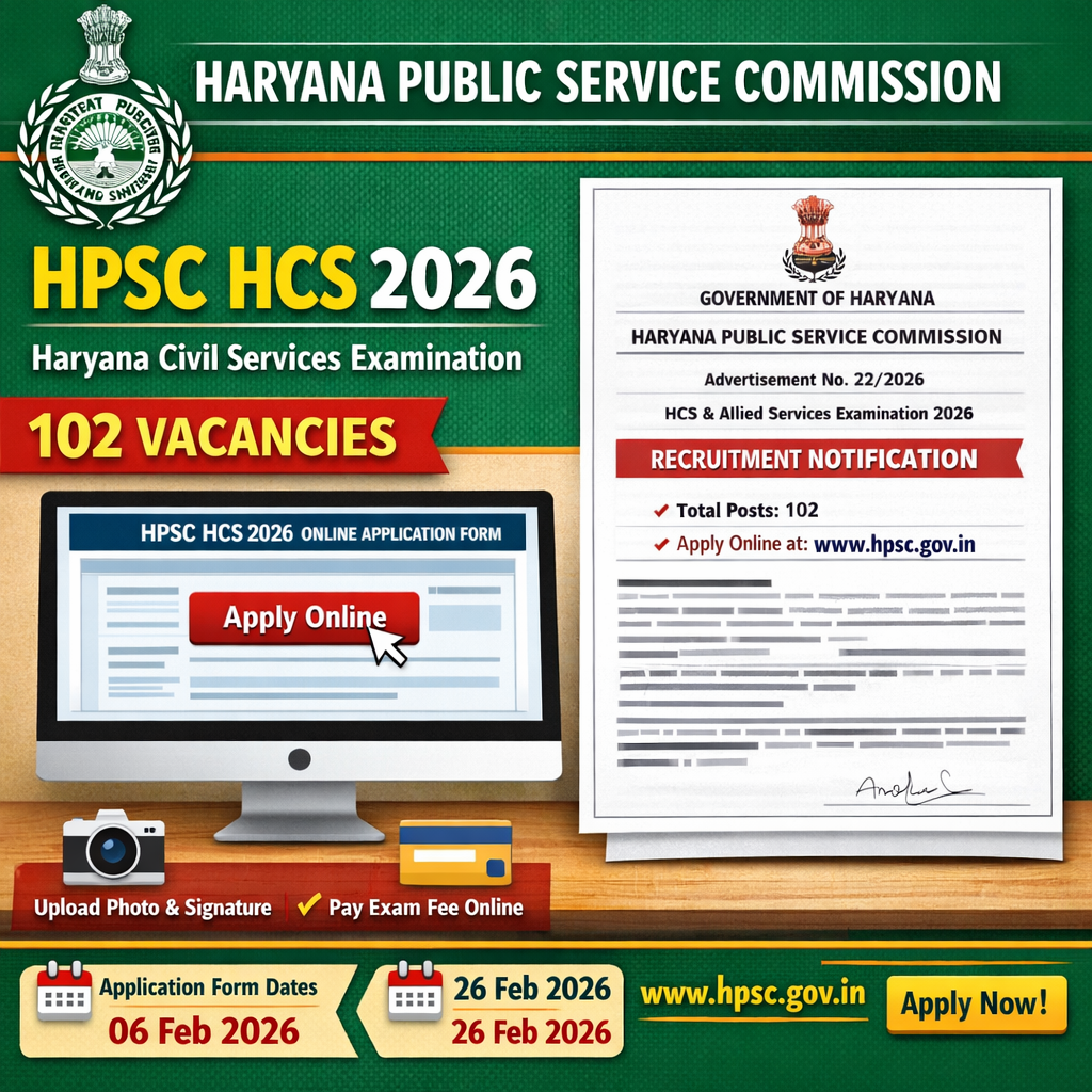 Haryana HPSC HCS Online Form 2026 आवेदन प्रक्रिया और भर्ती जानकारी
