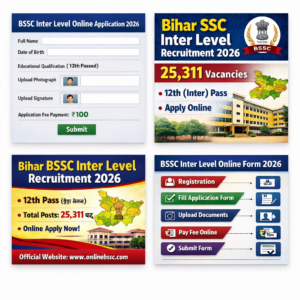 Bihar BSSC Inter Level Online Form 2026 notification image showing 25,311 vacancies for 12th pass candidates