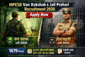 MPESB Van Rakshak / Jail Prahari Recruitment 2026official notification banner for 1679 vacancies.