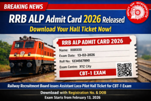 RRB ALP Admit Card 2026 image showing Assistant Loco Pilot CBT 1 exam hall ticket and Indian Railways