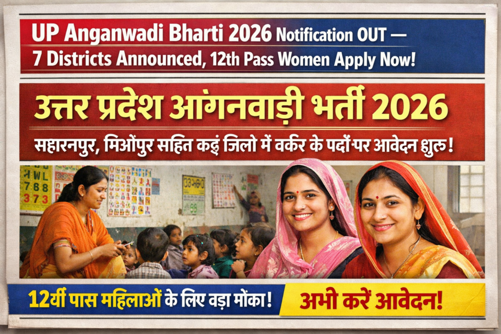 UP Anganwadi Bharti Recruitment 2026 application form and eligibility details in Hindi.