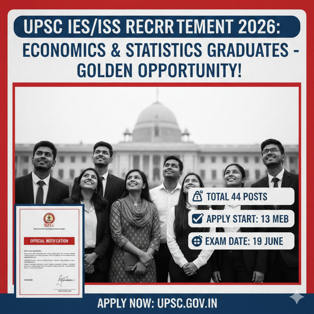 UPSC IES/ISS Recruitment 2026: 44 पदों पर भर्ती, यहाँ से भरें फॉर्मOfficial Notification and Exam Dates for Economics and Statistics Graduates