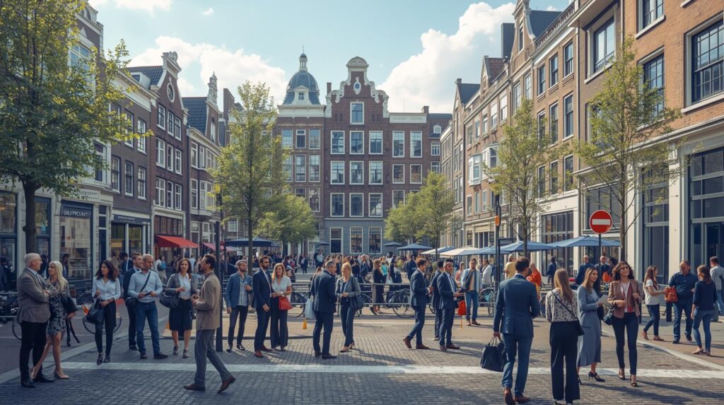 Professional accountant reviewing financial reports for finance jobs in Amsterdam 2026 at a Zuidas office desk