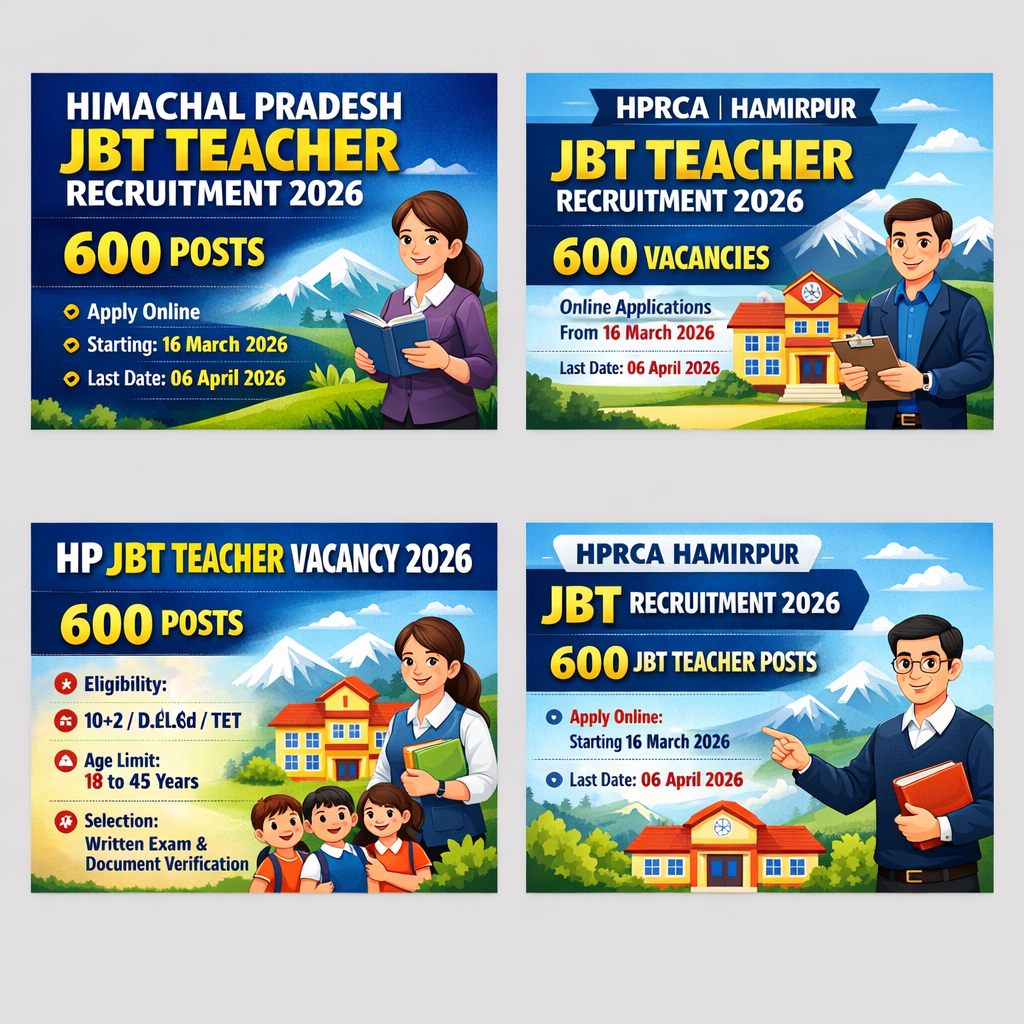 Himachal Pradesh JBT Teacher Recruitment 2026 Notification for 600 Junior Basic Teacher Posts