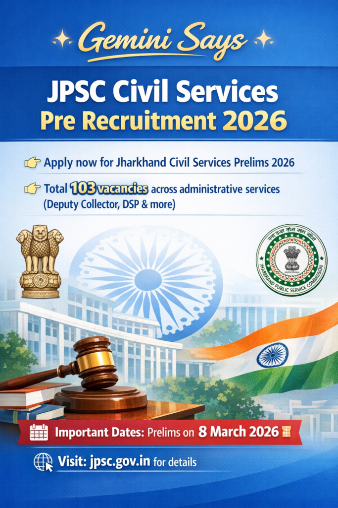 JPSC Civil Services Pre Recruitment 2026 Details and Dates