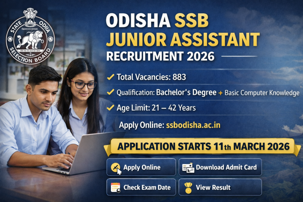Odisha SSB Junior Assistant Recruitment 2026 Notification and Vacancy Details